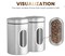 Large Kitchen Canister Sets, 50 oz. Kitchen Canisters with Visible Window, Airtight Coffee Tea Sugar Container Set, 3 Piece Stainless Steel Food Storage Containers